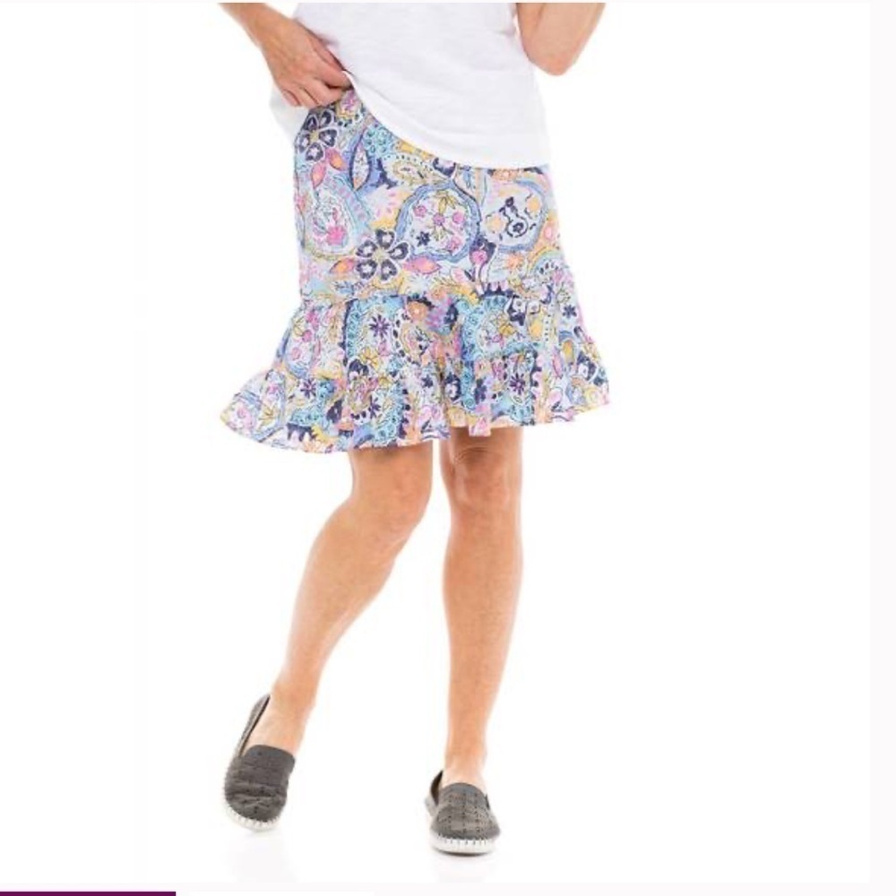 * NEW ESCAPE BY HABITAT SZ XS crinkle rayon tiered skirt in paisley